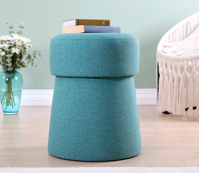 Atelier Del Sofa Puf Azul de Algodón y Lino